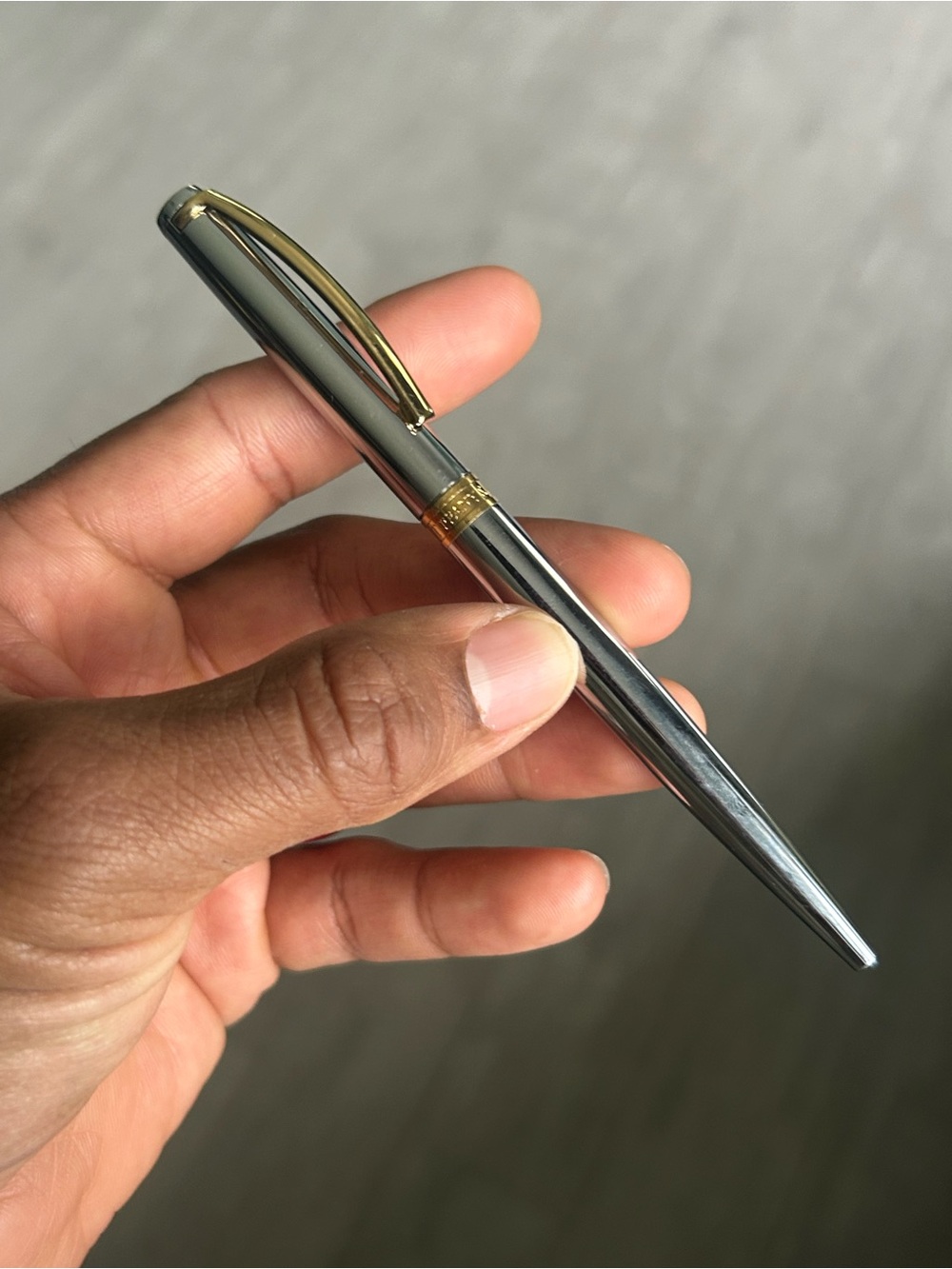 Tiffany & Co T-Clip Ballpoint Pen Chrome Gold Made in Germany